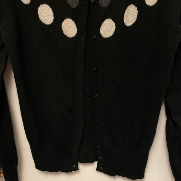 Lord & Taylor Black Cardigan with Polka Dots Size Medium - Picture 3 of 7